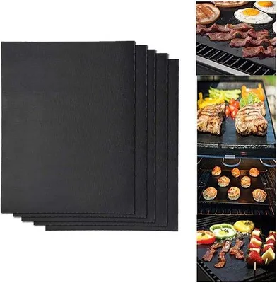 Produktbild von Famanu BBQ-Grillmat Set von 2 - Antihaftmatten, wiederverwendbar, für Gas- und Holzkohlegrills bis 300 °C