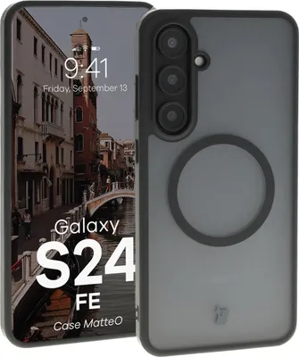 Produktbild von Bizon Case MatteO Magnetische Ringhülle für Galaxy S24 FE, halbtransparent mit schwarzem Rahmen