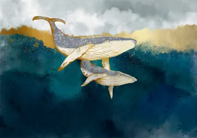 Produktbild von Vlies Fototapete Unterwasserwelt 400x280 cmTapeten Wandtapete XXL Fisch Tiere Ozean Wal wie gemalt g-A-10000-a-a