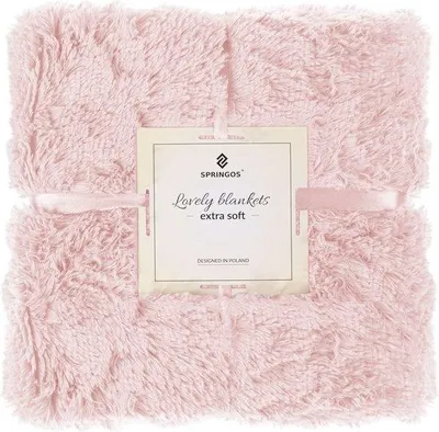 Immagine prodotto di Uniqoos® Springos, coperta in pile 160x200 cm – Plaid in poliestere, color rosa chiaro, estremamente morbido, ideale come coperta per divano e letto