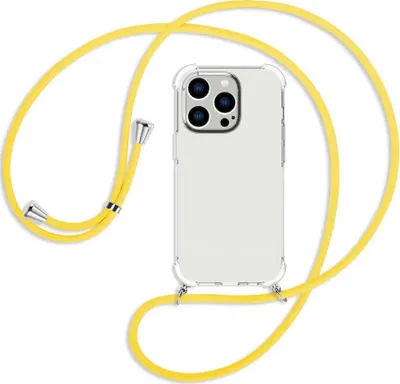 Produktbild von Handykette Backcover-Schutzhülle mit Band (Metall silberfarben) für Apple iPhone 14 Pro (6.1'') - gelb