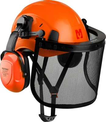 Immagine prodotto di Set di elmetti di sicurezza MUSTBAU - EN397 con protezioni per le orecchie e visiera in rete - Fascia regolabile da 53 a 63 cm - Ideale per silvicoltura, cantieri e servizi