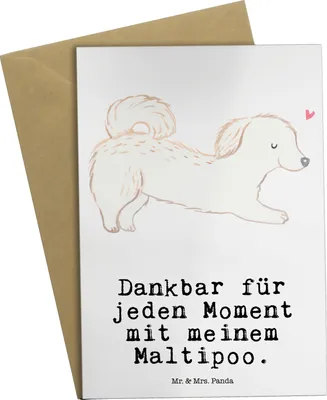 Produktbild von Mr. & Mrs. Panda Grußkarte Maltipoo Moment - Weiß - Geschenk, genesungskarte, Kreuzung, einladungskarten, Mischling, babykarte, hochzeitskarten, weihnachtskarten