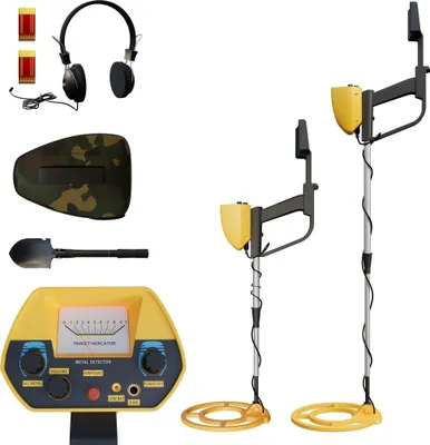 Image de FIVMEN Détecteur de métaux pour enfants avec Pinpoint & indicateur sonore - hauteur réglable 80-105 cm, bobine étanche 24,5 cm, 2 modes de recherche DISC & All Metal, écouteurs inclus