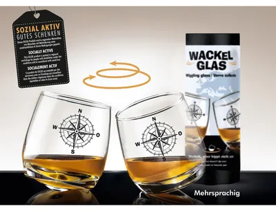 Produktbild von Gilde 2tlg. Set, Wackelglas, "Global", Glas, klar, VE 3, H. 8.5 cm, D. 7.5 cm 44360 4009079443608