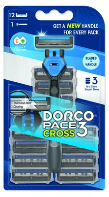 Produktbild von DORCO Pace3 Cross Herrenrasierer, 3 Klingen + 12 Ersatzklingen