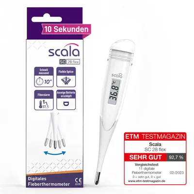 Produktbild von scala SC 28 flex Fieberthermometer digital – 10 Sek. Messzeit, flexible Spitze,