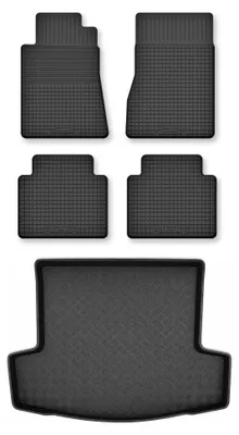 Zdjęcie produktu dla Dywaniki gumowe + mata bagażnika do Chevrolet Captiva 2011-2017 (standardowy bagażnik) – czarne, dobierane – Wielganizator Semi-Universal
