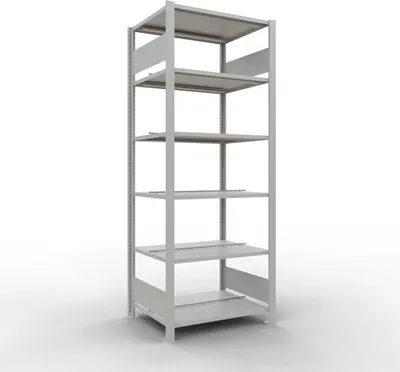 Produktbild von Schulte Büro-Fachbodenregal MULTIplus150 Stecksystem mit Mittelanschlag | Grundregal | Fachlast 150kg | 200x75x60cm | 6 Ebenen | Beidseitig nutzbar | Lichtgrau