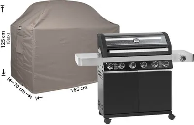 Produktbild von Raffles Covers Grill Abdeckplane 165 x 70 H: 125/115 cm | Atmungsaktiv | Wasserdicht | UV-beständig | Doppelnähte | Elastischer Kordelzug