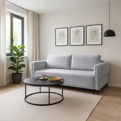 Produktbild von Sofa ADEL, Wohnzimmer, modernes Schlafsofa Couch 3-Sitzer Sofa freistehendes Polstersofa Bettkasten 231 cm Schlaffunktion Grau Marcello 17
