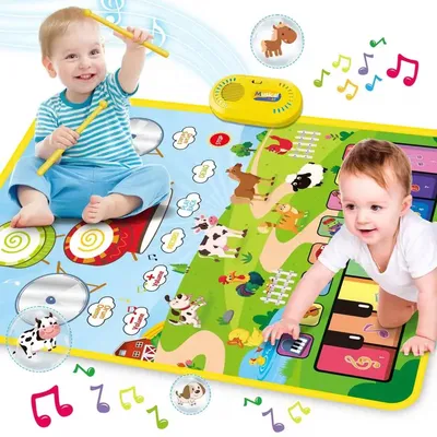 Produktbild von 3-in-1 Musikmatte Kinder Piano Tanzmatte mit Schlagzeug Grün