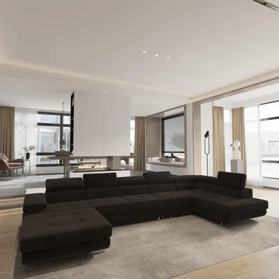 Produktbild von Masseno Ecksofa VELORA R-S mit Schlaffunktion U-Form, Sofa mit Bettkasten, Wohnzimmersofa, Couch, Soffa, Bettsofa, Couchgarnitur- Braun, MONOLITH 29