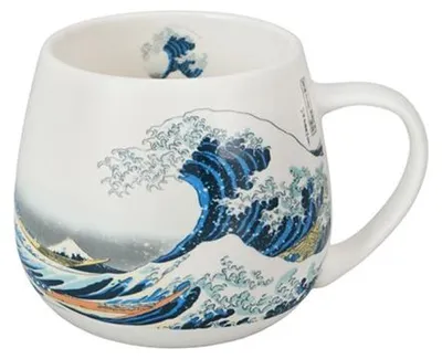 Image de Duo | Mug en porcelaine - La grande vague - 430 ml - Bleu/Blanc - Design artistique - Qualité supérieure