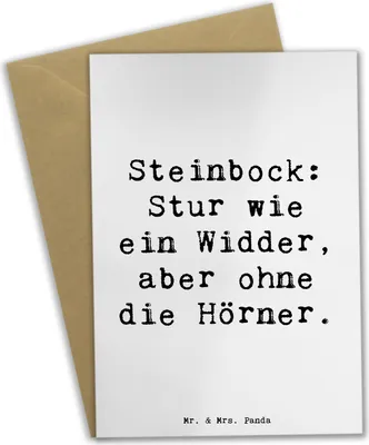 Produktbild von Mr. & Mrs. Panda babykarte Spruch Steinbock Entschlossen - Weiß - Geschenk, Sturheit, Grußkarte, Zielstrebigkeit, weihnachtskarten, Geschenke Astrologie, Grußkarten