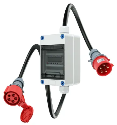 Obrázok produktu pre Eikuavons Mobilný digitálny merač spotreby energie pre elektrické zariadenia, 32A, 400V, typ CEE 5P, medzinásobne kompatibilný, stupeň krytia IP66