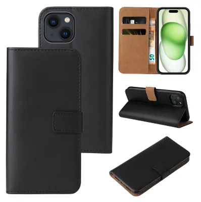 Produktbild von Handy Hülle für Apple iPhone 15 Klapphülle Bookcase Flip Cover Handy Tasche Etui Farbe: Schwarz