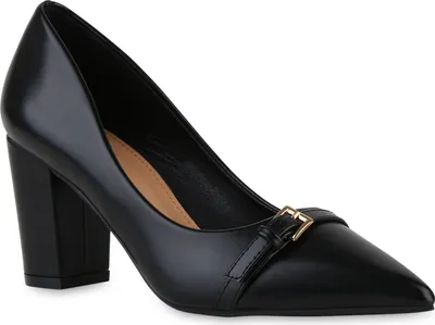 Produktbild von VAN HILL Damen Spitze Pumps Schnallen Absatzschuhe Schuhe 841477, Farbe: Schwarz, Größe: 36
