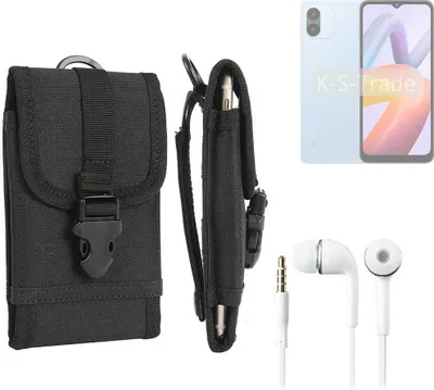 Produktbild von K-S-Trade Holster Schutz Hülle kompatibel mit Xiaomi Redmi A2+ Gürteltasche Handy Hülle Tasche outdoor Seitentasche schwarz 1x + Kopfhörer