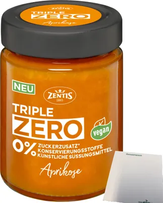 Produktbild von Zentis Triple Zero Aufstrich Aprikose Brotaufstrich (185g Glas) + usy Block