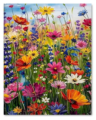 Zdjęcie produktu dla Zestaw do malowania diamentami "Kwiaty", 30x40 cm, koraliki okrągłe, dla dorosłych i początkujących