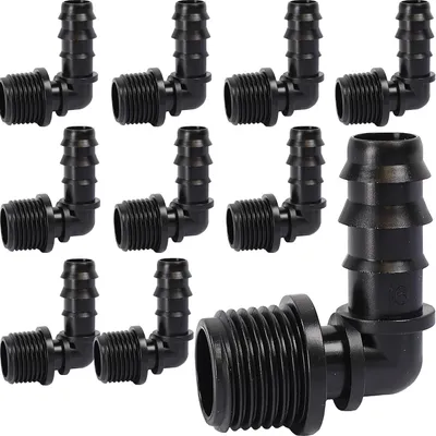 Immagine prodotto di Gomito per tubi dell'acqua 16 mm con filettatura esterna da 1/2" x10