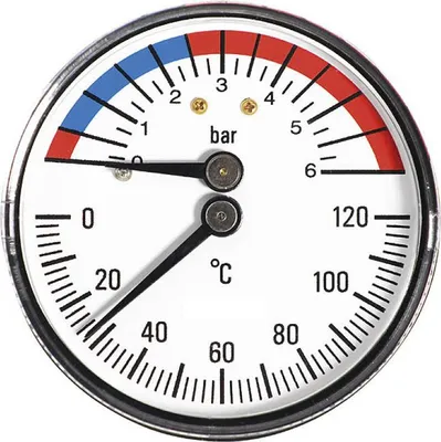 Immagine prodotto di 63 mm 6BAR 120C Manometro termico 1/2 pollice Manometro a ingresso posteriore