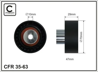Produktbild von CAFFARO 35-63 Umlenkrolle Zahnriemen Ø70mm für VW SHARAN (7N1, 7N2) für AUDI A3 Schrägheck (8L1) A6 Limousine (4B2, C5) für FORD FOCUS (DAW, DBW)