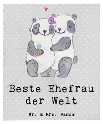 Produktbild von Mr. & Mrs. Panda Kuscheldecke Panda Beste Ehefrau der Welt - Grau Pastell - Geschenk, Geschenkidee, Sofadecke, Decke, Ehe, Bettdecke, Tagesdecke, Kleinigkeit, Plaid, Frau