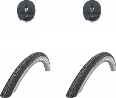 Image de 2 pneus Schwalbe Road Cruiser HS484 Green 28x1,40 + 2 chambres à air Schwalbe DV...
