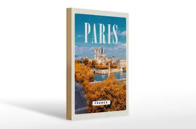Produktbild von Holzschild Reise 20x30cm Paris Frankreich Sein Notre-Dam