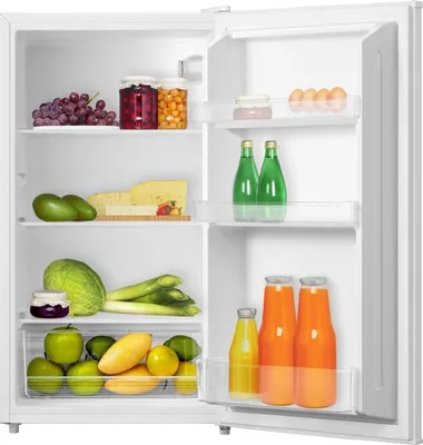 Inside of a white refrigerator stocked with various food items and beverages.