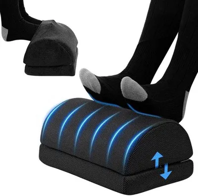Produktbild von Ergonomischer Fußhocker für das Homeoffice, höhenverstellbar, inkl. 2 Stoffbezüge (schwarz)