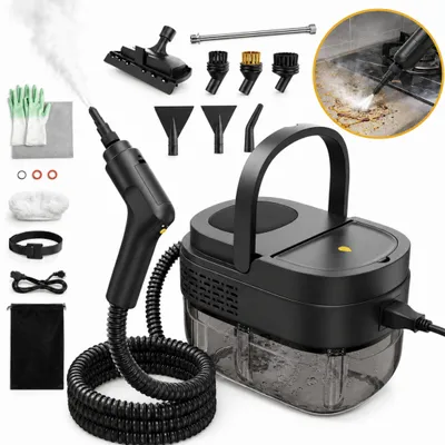 Produktbild von 2500W Dampfreiniger, 1600ML großer Tank, 3 Bar tragbarer Handdampfreiniger, 3 einstellbare Dampfmenge, 13 Zubehör-Dampfgarer für Zuhause Küche Auto