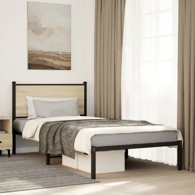 Produktbild von Möbel Klassische Betten - Braun - CLORIS Metallbett ohne Matratze Sonoma-Eiche 100x200 cm,18.65 Kg - 623318