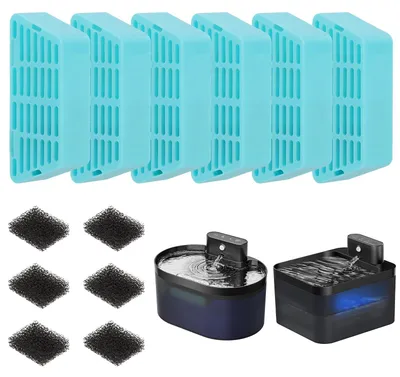 Ersatzfilter für Katzenbrunnen, 6 Aktivkohle- & 6 Schaumfilter