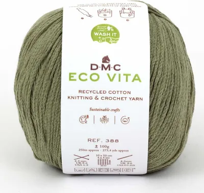 Zdjęcie produktu dla DMC Eco Vita – przędza składająca się w 80% z bawełny pochodzącej z recyklingu i w 20% z włókien pochodzących z recyklingu, nr 388 (kolor 198)