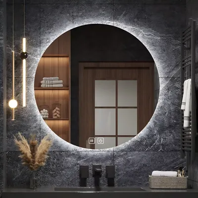Zdjęcie produktu dla SAVE ®HOME Okrągłe lustro łazienkowe LED - 60 cm - PODŚWIETLANE - 3 BARWY ŚWIATŁA - ŚCIEMNIALNE - BEZ PARY - DOTYKOWE - LUSTRO ŚCIENNE