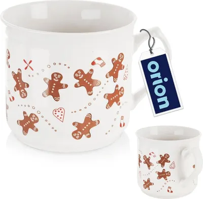 Produktbild von Weiße Keramiktasse mit Lebkuchenmotiv, spülmaschinen- und mikrowellengeeignet