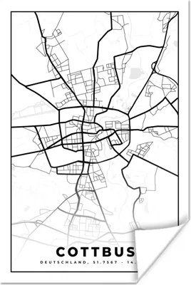 Produktbild von MuchoWow® Poster Cottbus - Karte - Stadtplan - Wegbeschreibung 120x180 cm - Kunstposter