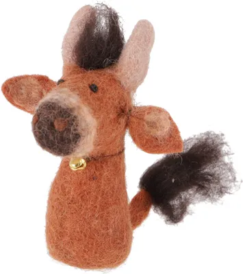 Produktbild von Handgemachte Fingerpuppe aus Filz - Stier, Braun, Wolle, 9*4*3 cm, Deko aus Filz