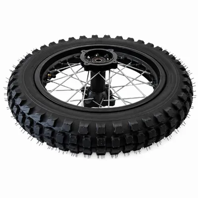 Produktbild von Dirtbike Komplettrad Pitbike Stahlfelge Ersatzreifen hinten 80/100-12 15mm Achse