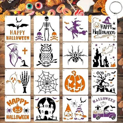 Produktbild von Famanu Halloween Schablonen 16 Stück - Kreative Bastelprojekte