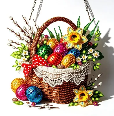 Produktbild von Diamond Painting Anhänger Ei Ostern Blümchen Fensterbild Bastelset Hängendes Ornament Decor Geschenk