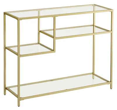 Produktbild von Beistelltisch aus Glas mit Metallgestell, gold, 35 x 100 x 80 cm