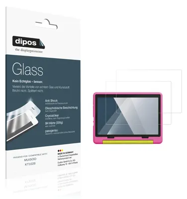 Produktbild von 2x Schutzfolie für MUISOO KT1028 - Anti-Shock 9H Folie dipos Glass Kunststoffglas