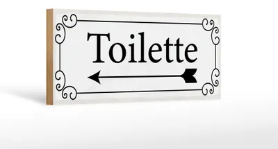 Produktbild von Holzschild Hinweis 27x10 cm Toilette Pfeil links Deko Schild