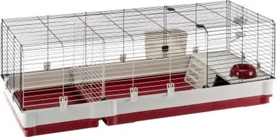 Productafbeelding van Ferplast Konijnenkooi Krolik 140 grijs/rood voor konijn en cavia 142x60x50CM