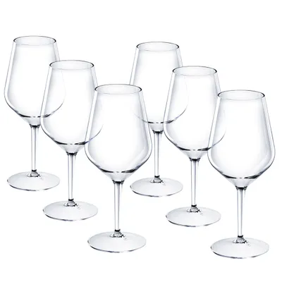 Produktbild von DoimoFlair Weingläser aus Kunststoff bruchsicher Weinbecher Sektgläser Plastik Transparent 47 cl. Set 6 Stück