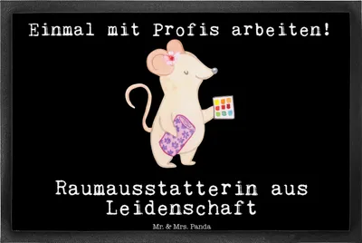 Produktbild von Mr. & Mrs. Panda Fussmatte Raumausstatterin Leidenschaft 40 x 60 cm - Schwarz - Geschenk, Fußabstreifer, Schuhabstreifer, Schmutzmatte, fußmatte, Schmutzfangmatte